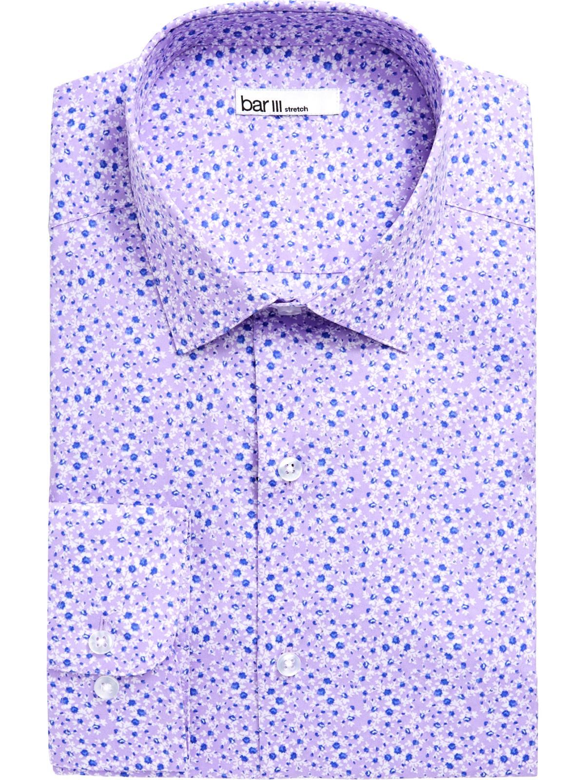 Camisa social masculina Bar III Stretch Slim Fit Lavanda tamanho P