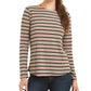 Charter Club Blusa feminina de manga comprida mesclada bege tamanho X-S