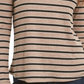 Charter Club Blusa feminina de manga comprida mesclada bege tamanho X-S