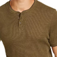 Camisa térmica masculina de malha Henley Layered Look Club Room, verde, tamanho grande