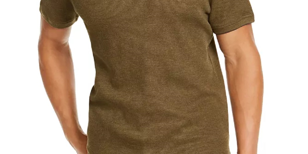 Camisa térmica masculina de malha Henley Layered Look Club Room, verde, tamanho grande