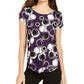 Blusa feminina Alfani com decote redondo estampado, roxa, tamanho X-S