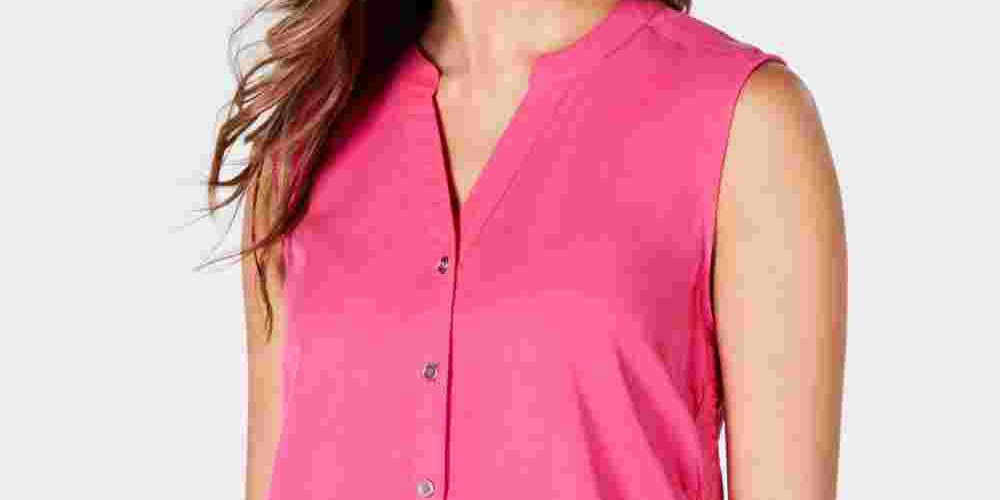 Blusa feminina sem mangas Style &amp; Co, rosa, tamanho médio