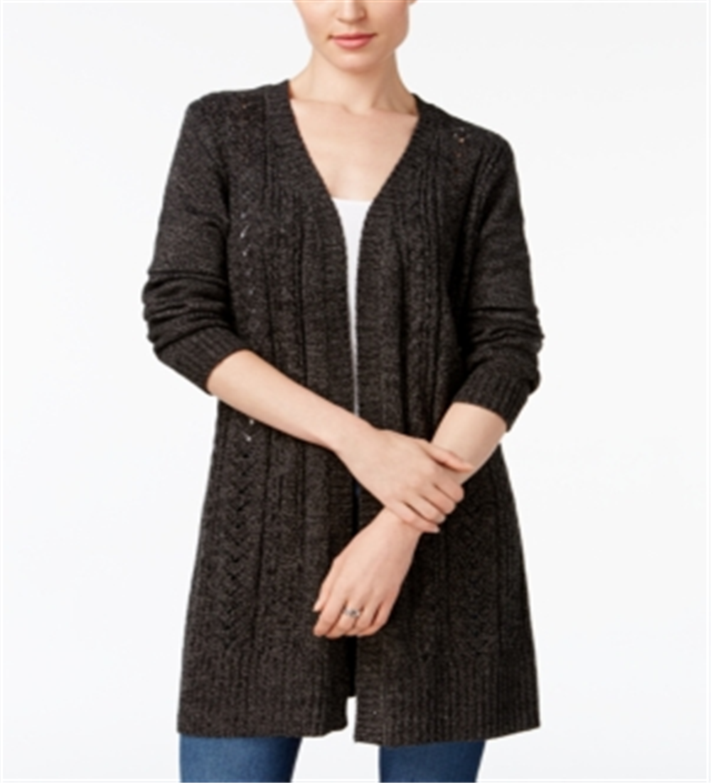 Karen Scott Turbo Duster Cardigan Feminino Preto Tamanho XS