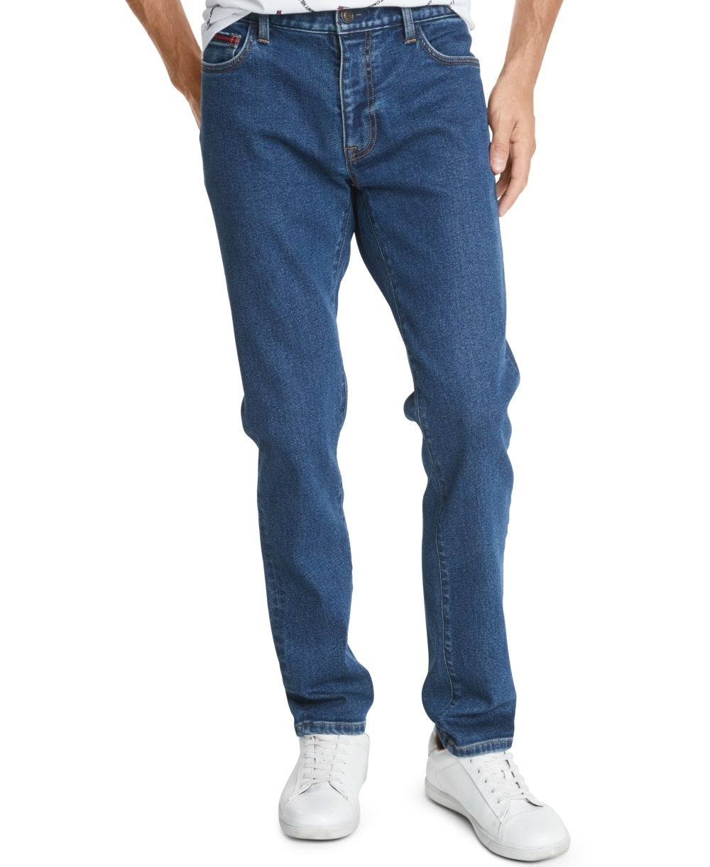 Calça jeans masculina Tommy Hilfiger Slim Tapered Fit Stretch Azul Tamanho 34X30