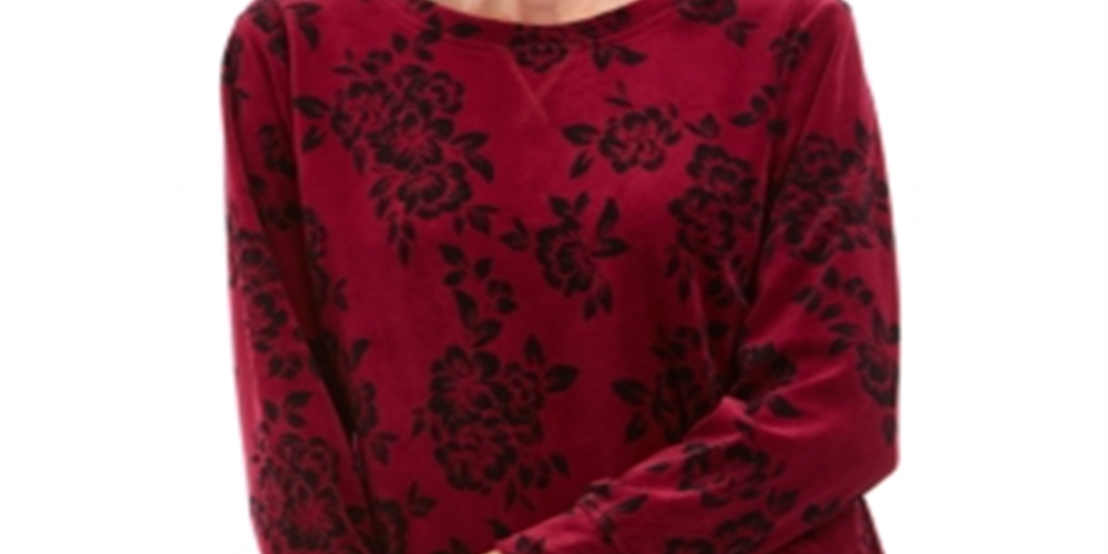Karen Scott Moletom feminino com estampa floral roxo tamanho pequeno pequeno