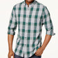 Camisa de flanela xadrez masculina Club Room, verde, tamanho pequeno