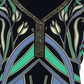 Camisa masculina Bar III com manga 3/4 e decote em V com contas, cor lavanda, tamanho M 15-15/5