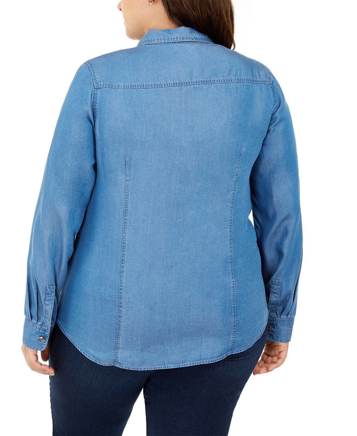 Camisa feminina Charter Club Chambray Azul Demin Tamanho XX-Grande