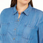 Camisa feminina Charter Club Chambray Azul Demin Tamanho XX-Grande