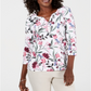 Karen Scott Top Henley Estampado Feminino Branco Floral Tamanho Pequeno P