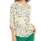Blusa Maria com estampa floral feminina Charter Club, amarela, tamanho extragrande