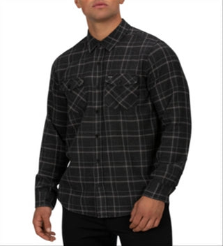 Camisa xadrez Hurley Spitfire masculina, preta, tamanho médio