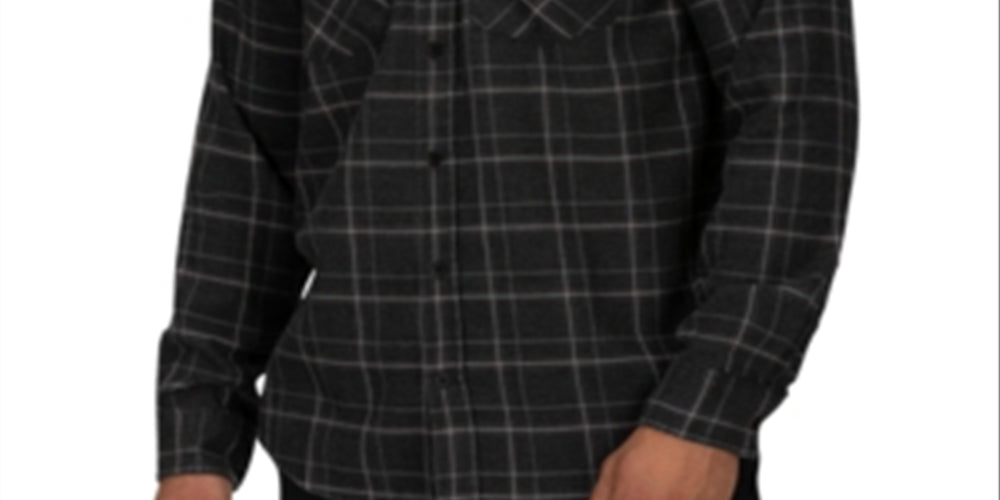 Camisa xadrez Hurley Spitfire masculina, preta, tamanho médio