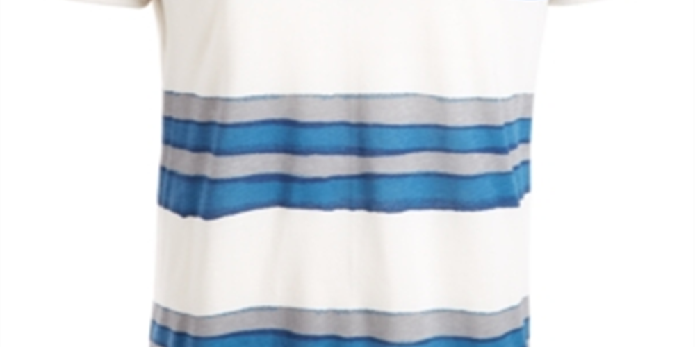 Camiseta listrada masculina American Rag com decote em V, branca, tamanho XX-G