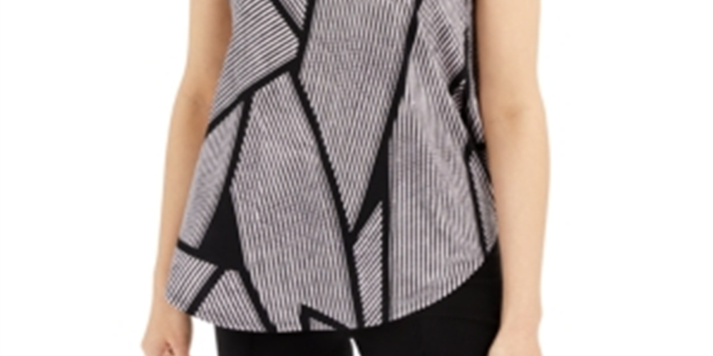 Camiseta feminina estampada Alfani, listra rosa/preta, tamanho pequeno