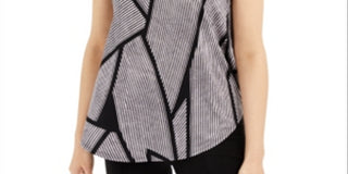 Camiseta feminina estampada Alfani, listra rosa/preta, tamanho pequeno