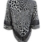 Blusa feminina Alfani com acabamento em crochê estampado, branca e preta, tamanho pequeno G