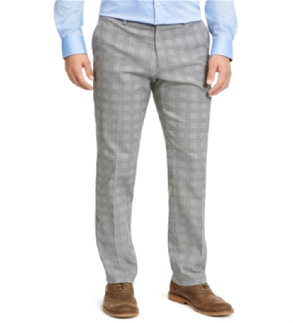 Calça social masculina Tommy Hilfiger xadrez Th Flex Stretch Modern Fit - Cinza, tamanho 34X34