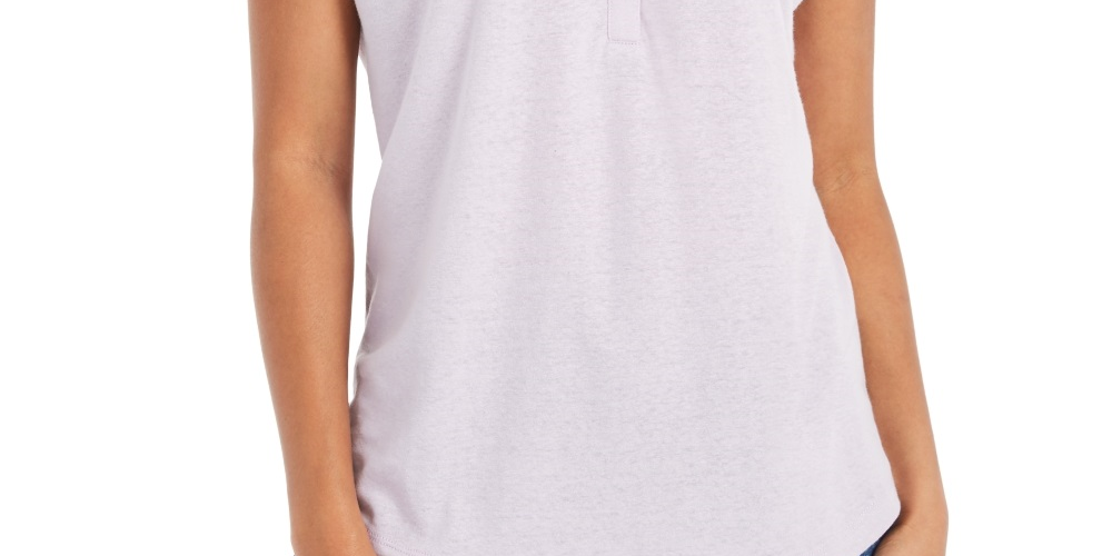 Blusa Henley de Linho e Manga Dolman Feminina Style &amp; Co Roxa Tamanho P