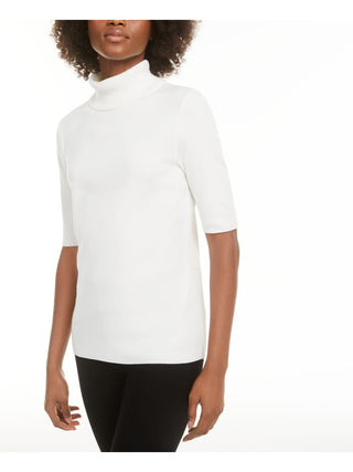 Suéter feminino Alfani com gola alta para usar no trabalho, branco, tamanho grande