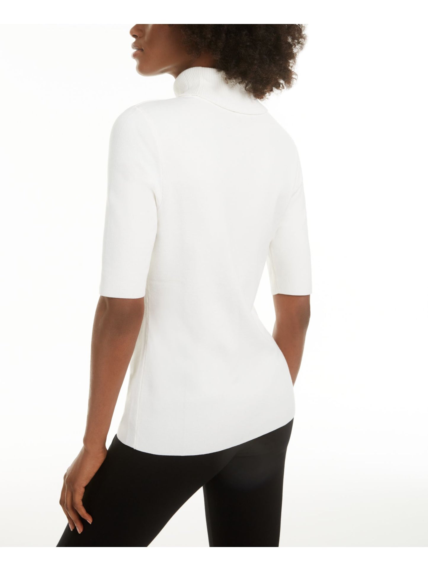 Suéter feminino Alfani com gola alta para usar no trabalho, branco, tamanho grande