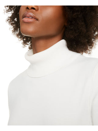 Suéter feminino Alfani com gola alta para usar no trabalho, branco, tamanho grande
