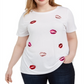 INC International Concepts Top Feminino Plus Sequin Lips Branco Tamanho 0X