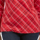 Karen Scott Top feminino xadrez Holly com detalhes em vermelho, tamanho pequeno