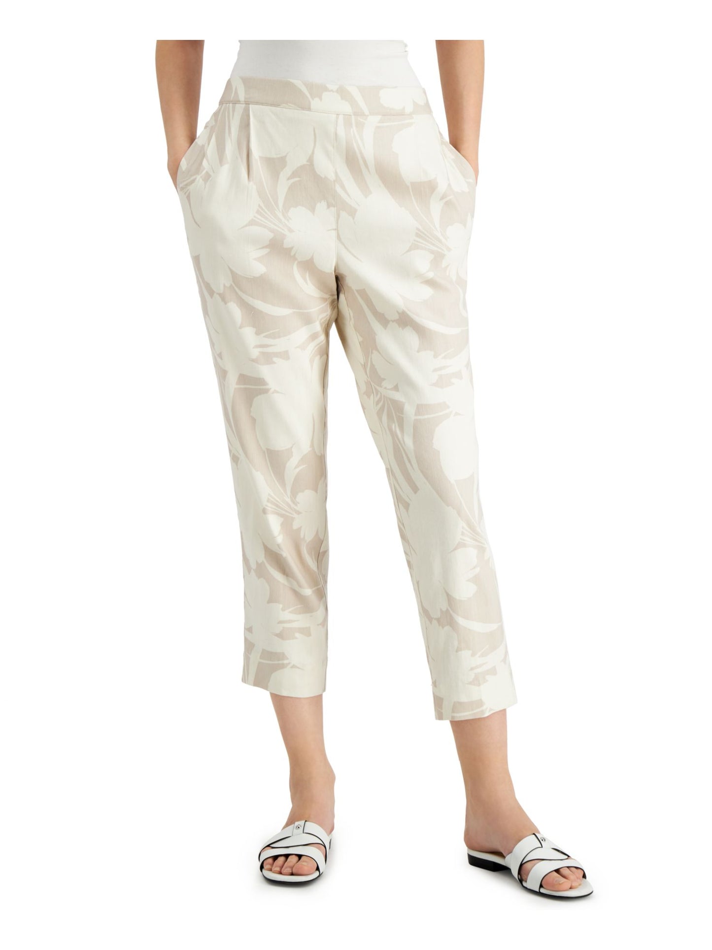 Calça Floral Feminina Alfani Marrom Tamanho Médio