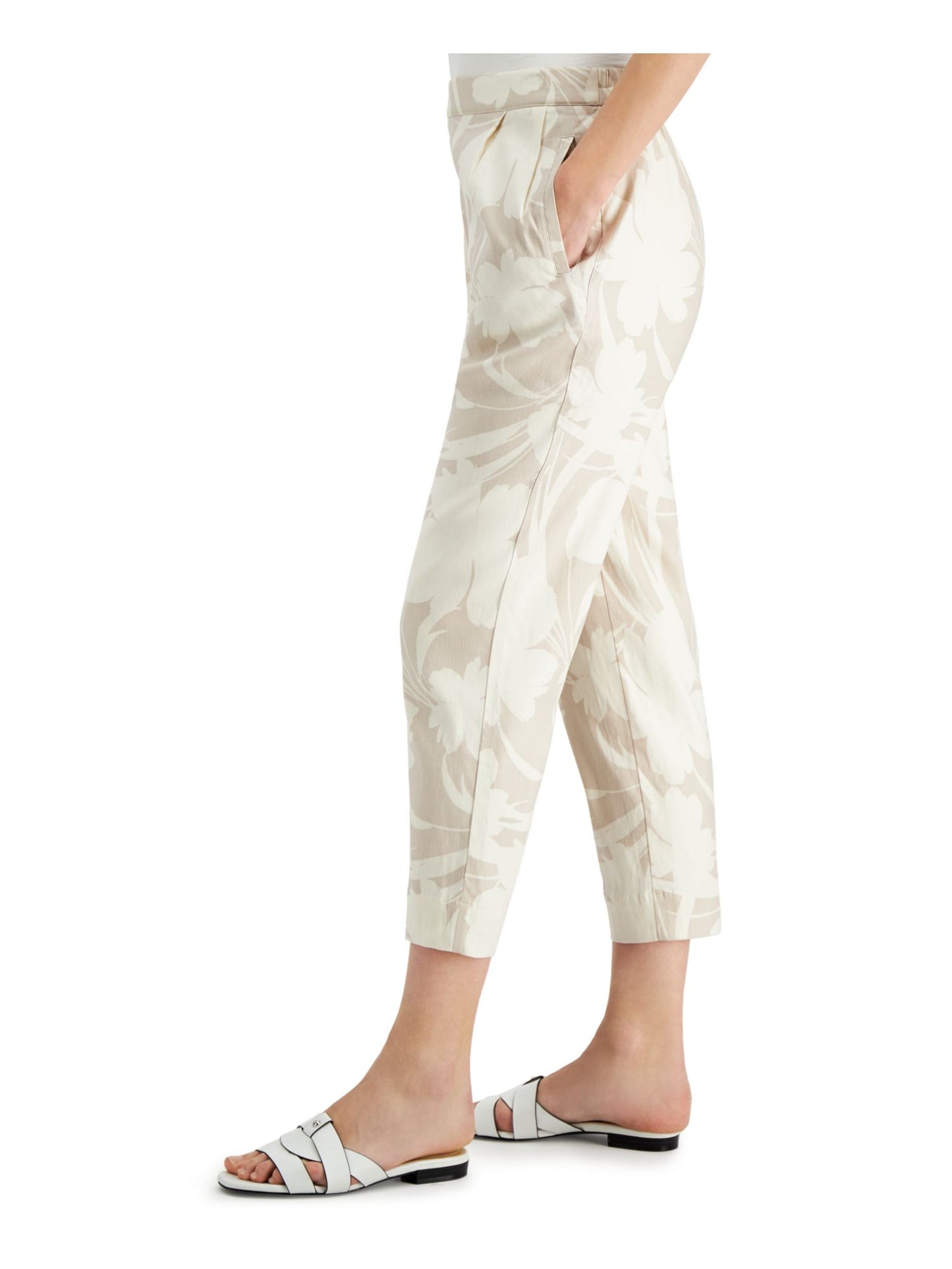 Calça Floral Feminina Alfani Marrom Tamanho Médio