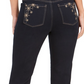 Calça jeans feminina estilo &amp; co, perna reta, bolso brilhante, azul escuro, tamanho 10