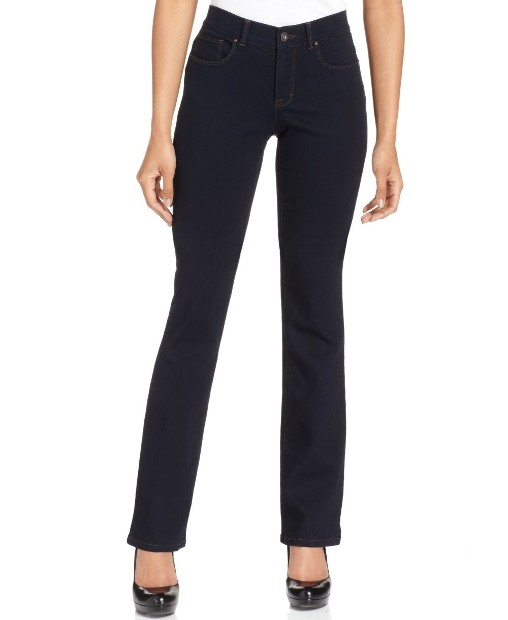 Jeans feminino estilo &amp; co, cintura média, corte bootcut, tamanho 24x4,5, azul escuro