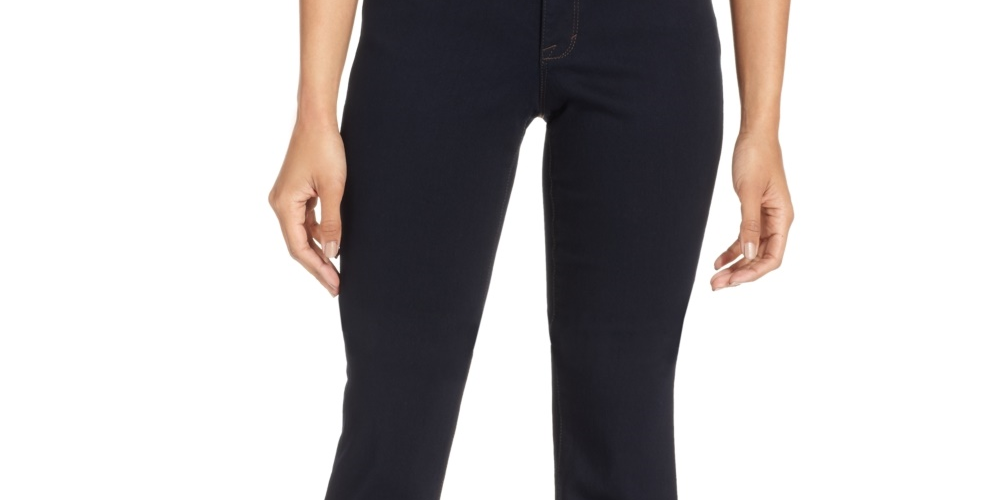 Jeans feminino estilo &amp; co, cintura média, corte bootcut, tamanho 24x4,5, azul escuro