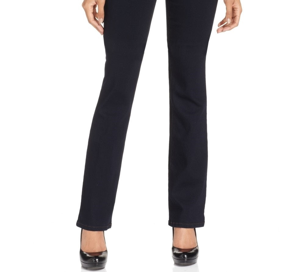 Jeans feminino estilo &amp; co, cintura média, corte bootcut, tamanho 24x4,5, azul escuro