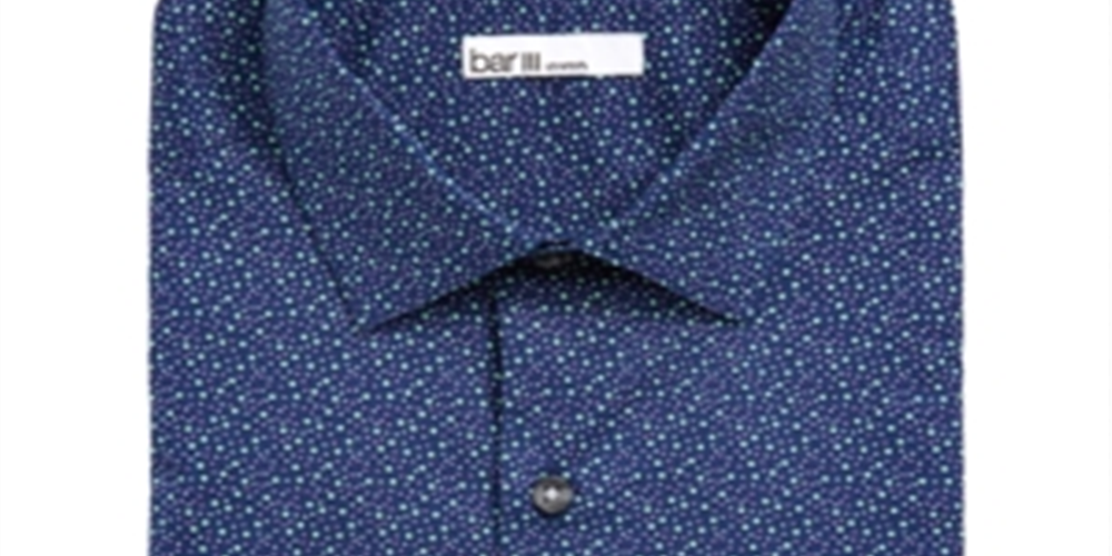 Camisa social masculina Bar III Maxs Slim Fit Performance Azul Tamanho P 14-14/5