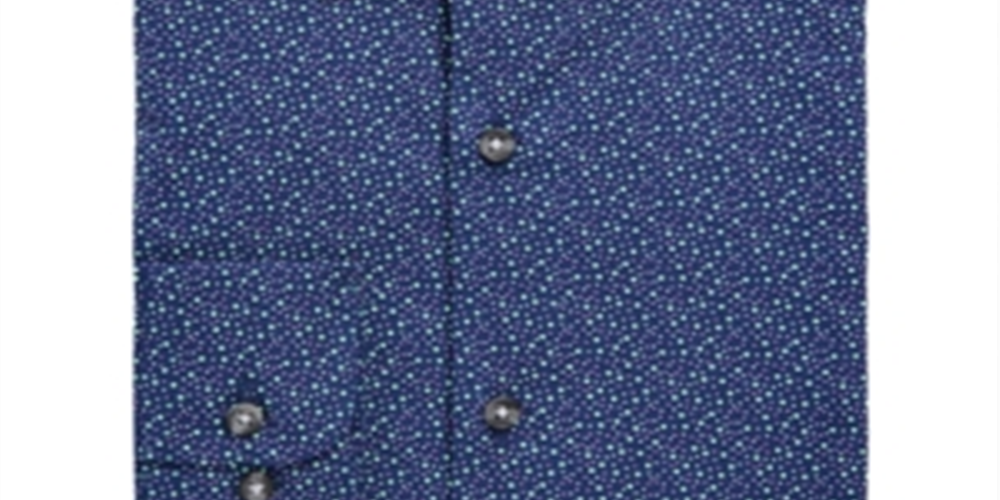 Camisa social masculina Bar III Maxs Slim Fit Performance Azul Tamanho P 14-14/5