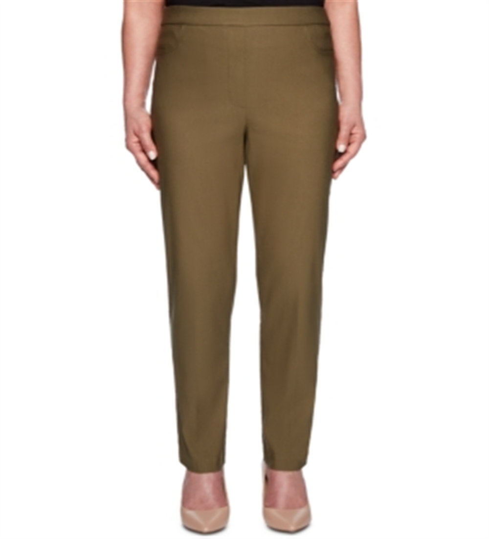 Calça feminina Alfred Dunner Canyon Cedar Allure elástica, verde, tamanho 8