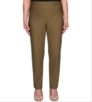 Calça feminina Alfred Dunner Canyon Cedar Allure elástica, verde, tamanho 8