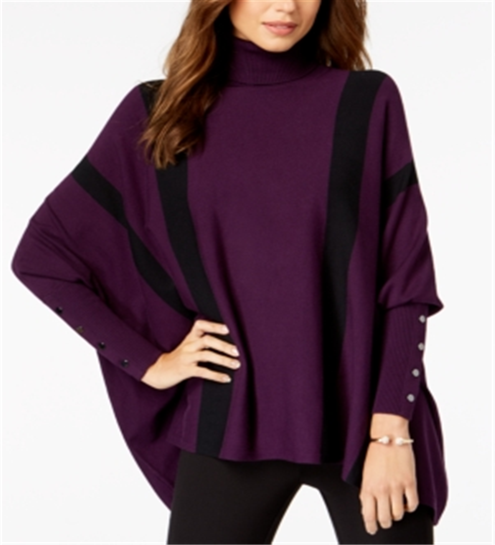 Poncho feminino listrado Alfani, roxo, tamanho pequeno grande