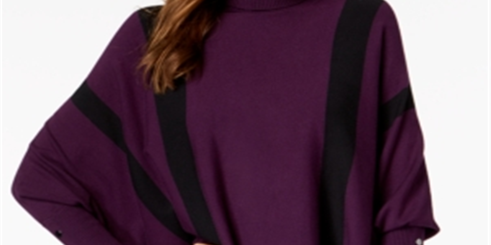 Poncho feminino listrado Alfani, roxo, tamanho pequeno grande