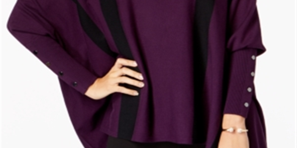 Poncho feminino listrado Alfani, roxo, tamanho pequeno grande