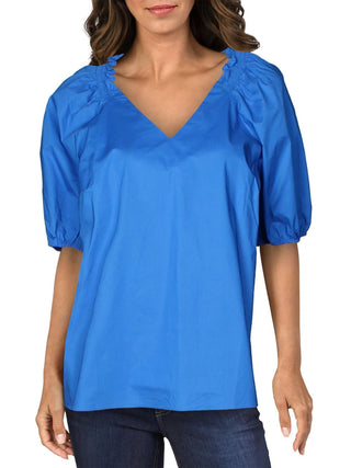Blusa Alfani Feminina Gola V Smocked Azul Tamanho X-G