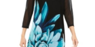 Túnica Alfani Feminina Estampada Floral Preta - Azul-Marinho Tamanho Pequeno P