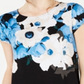 Camiseta feminina Alfani estampada com bainha redonda, azul, tamanho pequeno médio