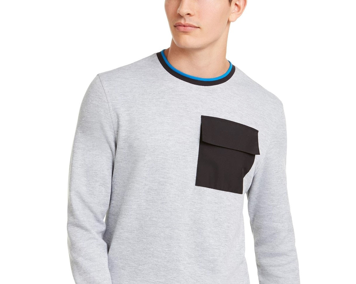 Moletom masculino Alfani com bolso utilitário e gola redonda, cinza, tamanho médio