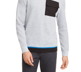 Moletom masculino Alfani com bolso utilitário e gola redonda, cinza, tamanho médio