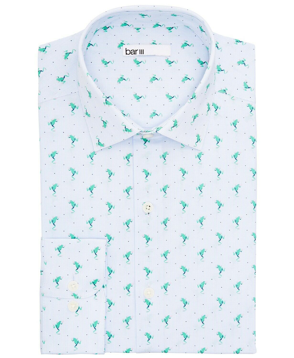 Camisa social masculina Bar III Slim Fit Performance Stretch com listras de sapo, azul, tamanho P
