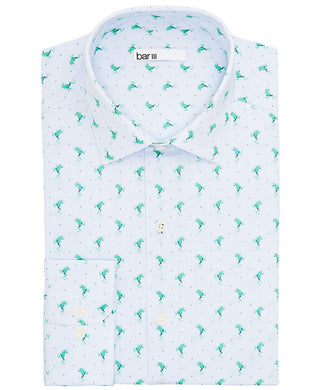 Camisa social masculina Bar III Slim Fit Performance Stretch com listras de sapo, azul, tamanho P