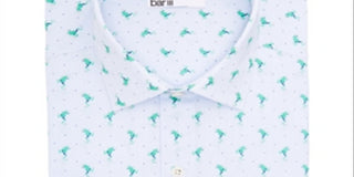 Camisa social masculina Bar III Slim Fit Performance Stretch com listras de sapo, azul, tamanho P